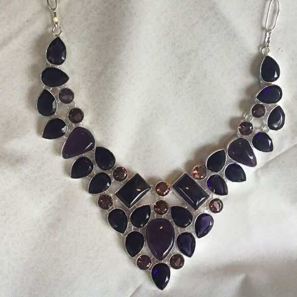 NWOT. Sterling Silver Sage Amethyst Adj. Necklace - Picture 4 of 16